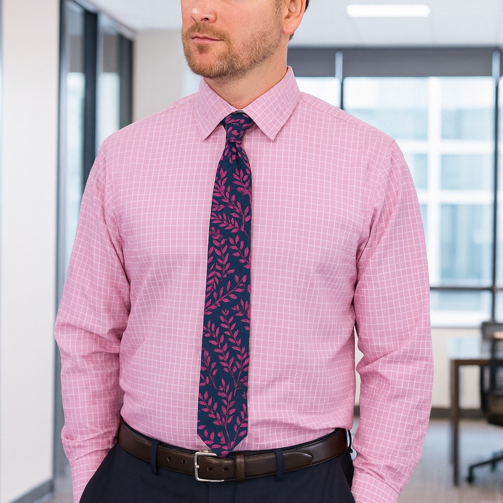 Stafford Performance Super Shirt – Maroon Windowpane Check 18 34/35 Regular Fit